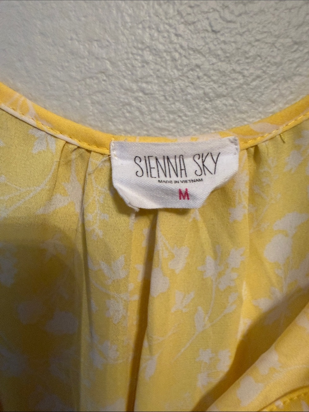 Sienna Sky Yellow Floral Smocked Waist Midi Dress with Tie Neck - Picture 3 of 7